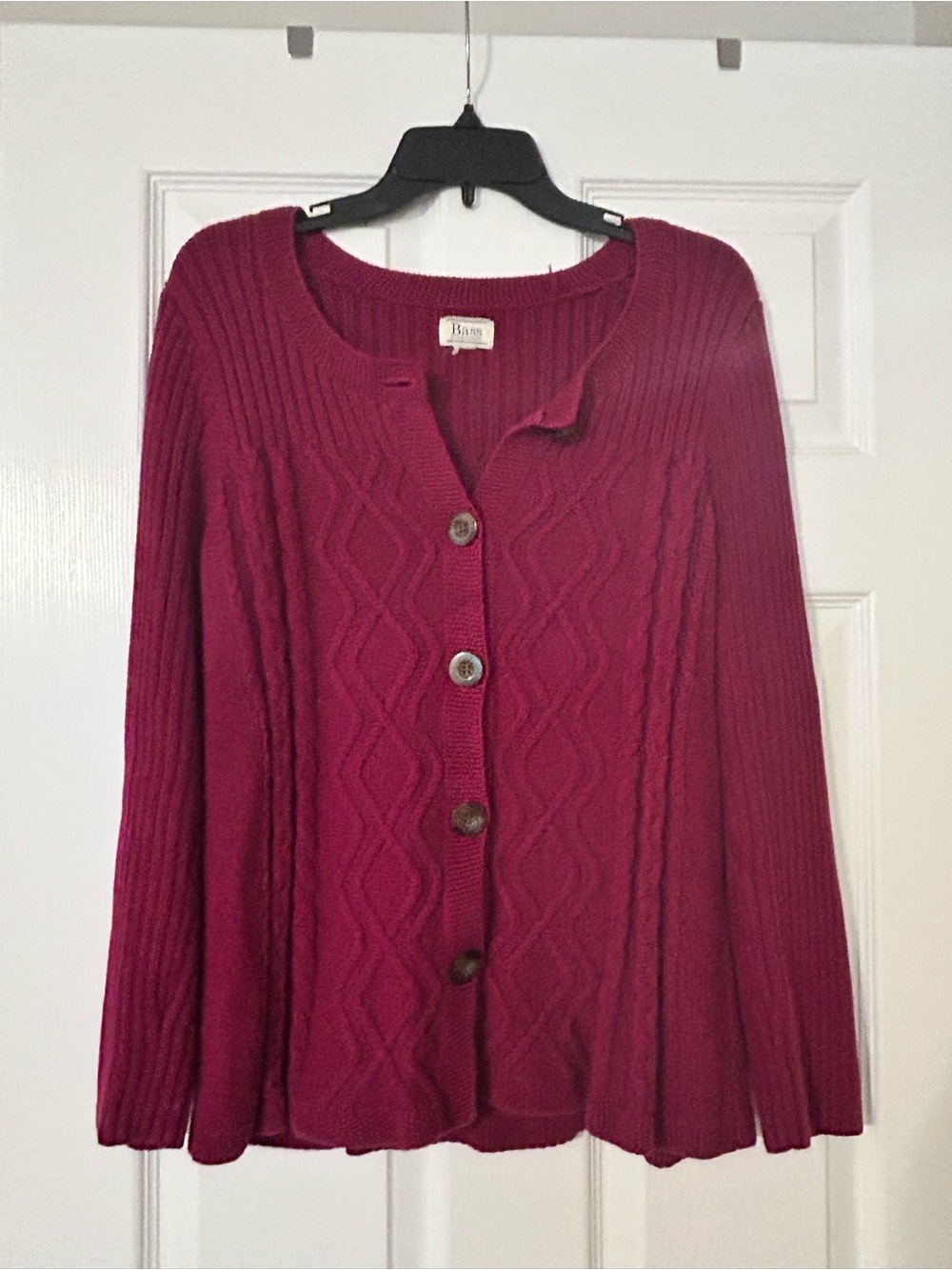 Y2K Women's Raspberry Cable-Knit Button Cardigan